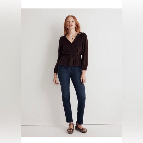 Madewell corduroy tie front faux wrap top size L - Picture 6 of 10